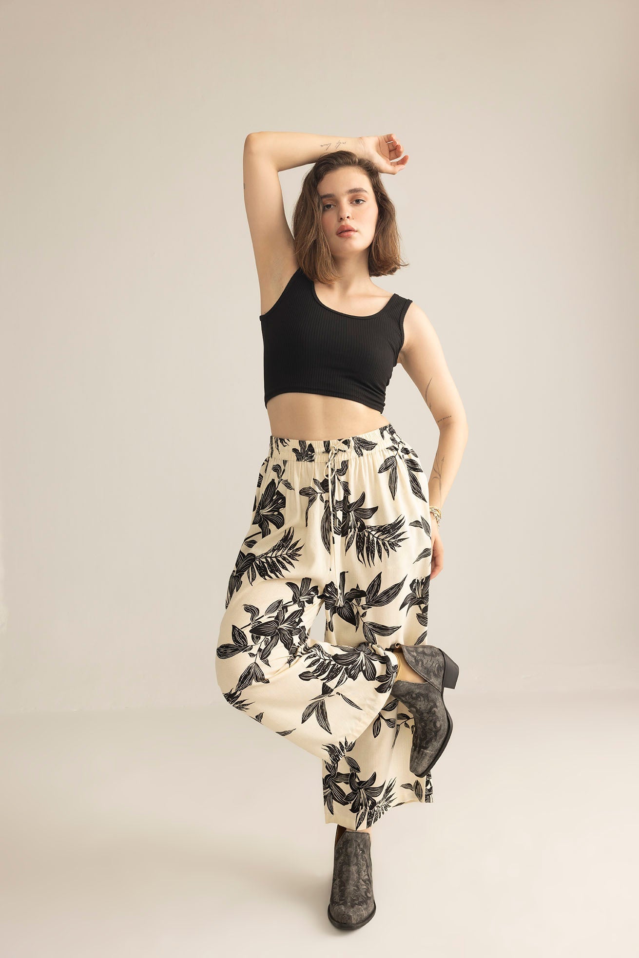 Zen Garden Women's Pants in White & Black