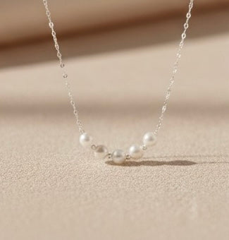 925 Sterling Silver Pearl Chain Necklace - Delicate Pearl Jewelry