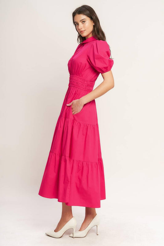 SUGAR CLOUD WOVEN MIDI DRESS