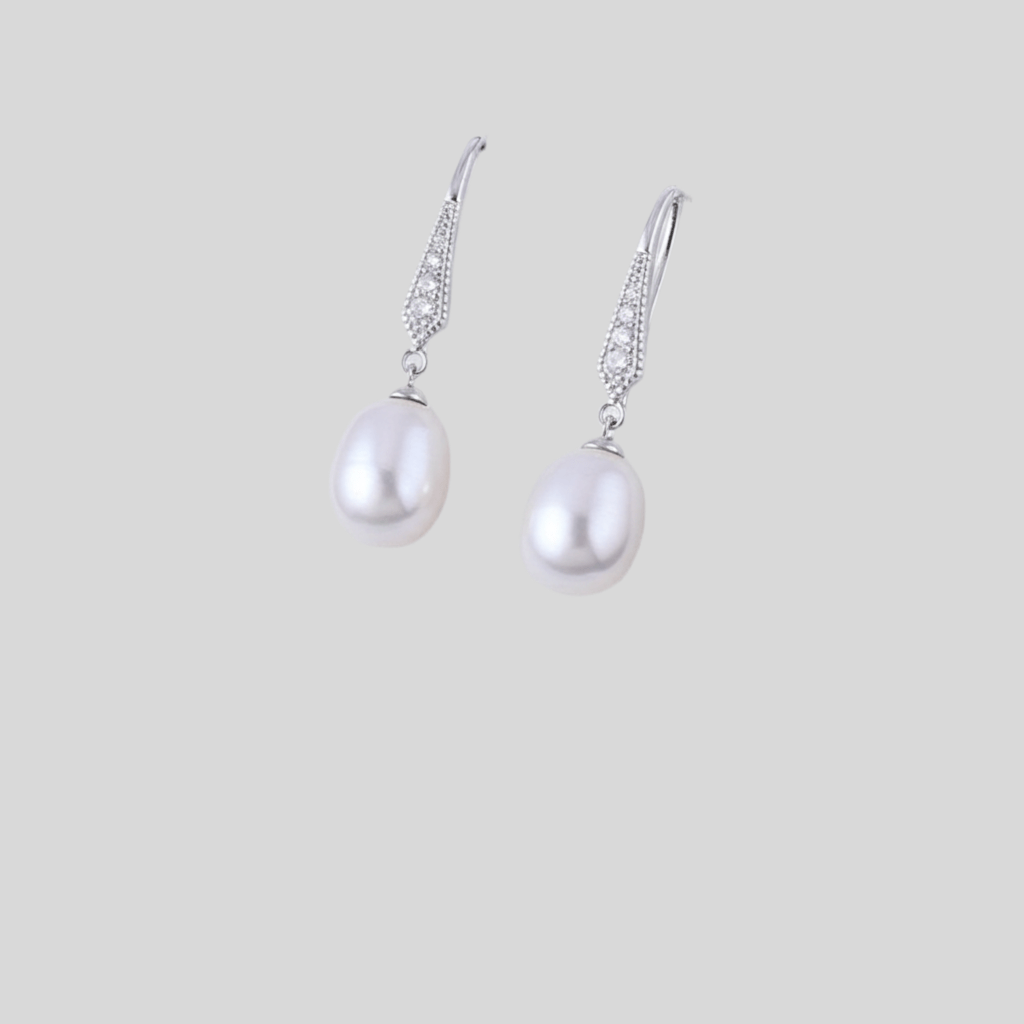 Elegant 925 Sterling Silver Pearl Drop Earrings – Hypoallergenic & Rhodium-Plated for Sensitive Skin | Amtikiss Casuals