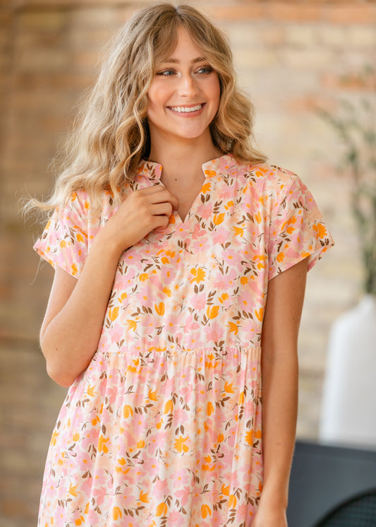 Jaydrien Floral Flutter Sleeve Midi Dress