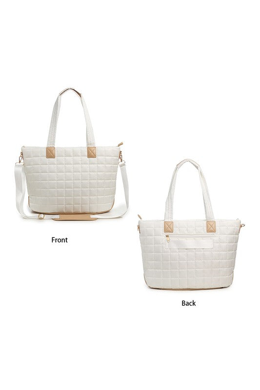 Mila Quilted Traveler Tote with Mini Clutch – Travel Bag