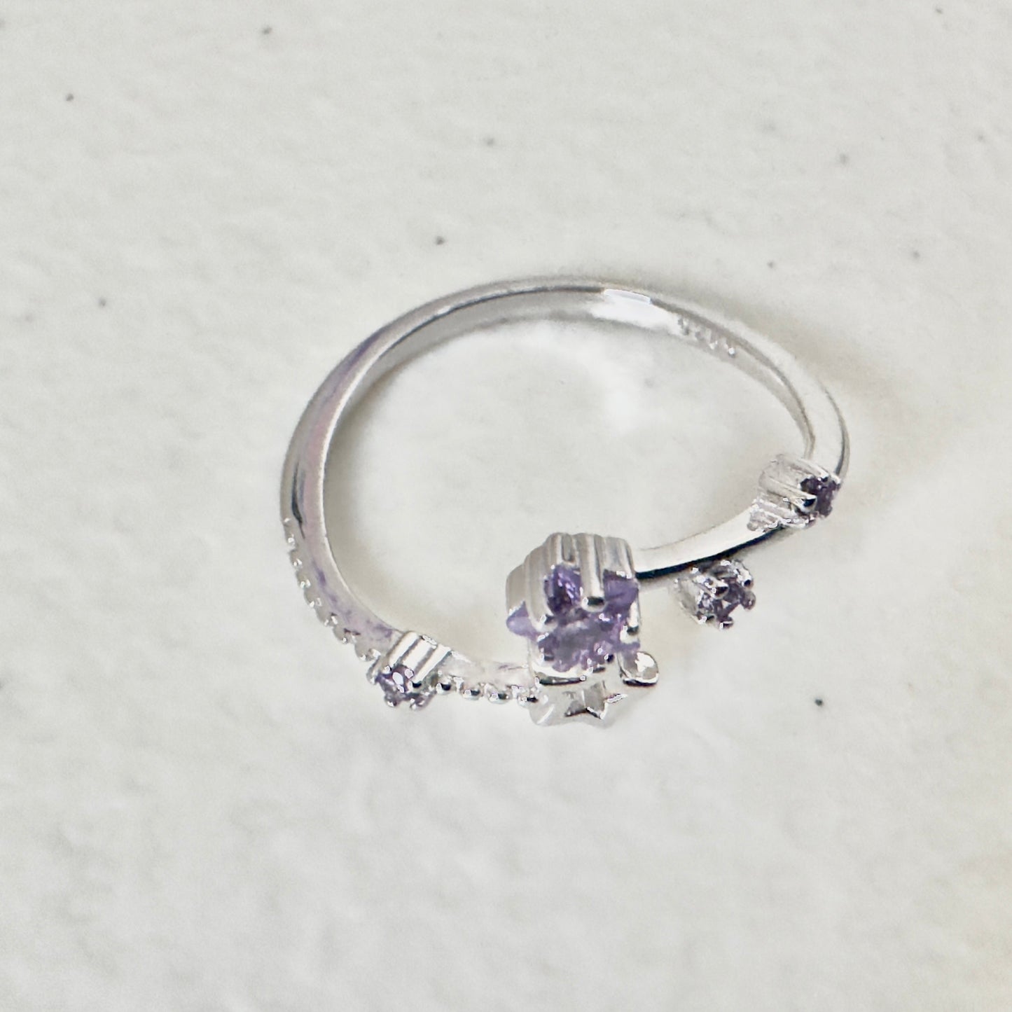Hypoallergenic 925 Sterling Silver Open Star Zircon Ring - Adjustable Celestial Jewelry
