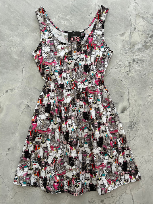 Cool Cats Shorter Length Fit & Flare Dress