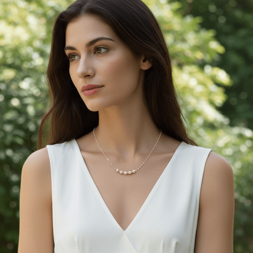 925 Sterling Silver Pearl Chain Necklace - Delicate Pearl Jewelry