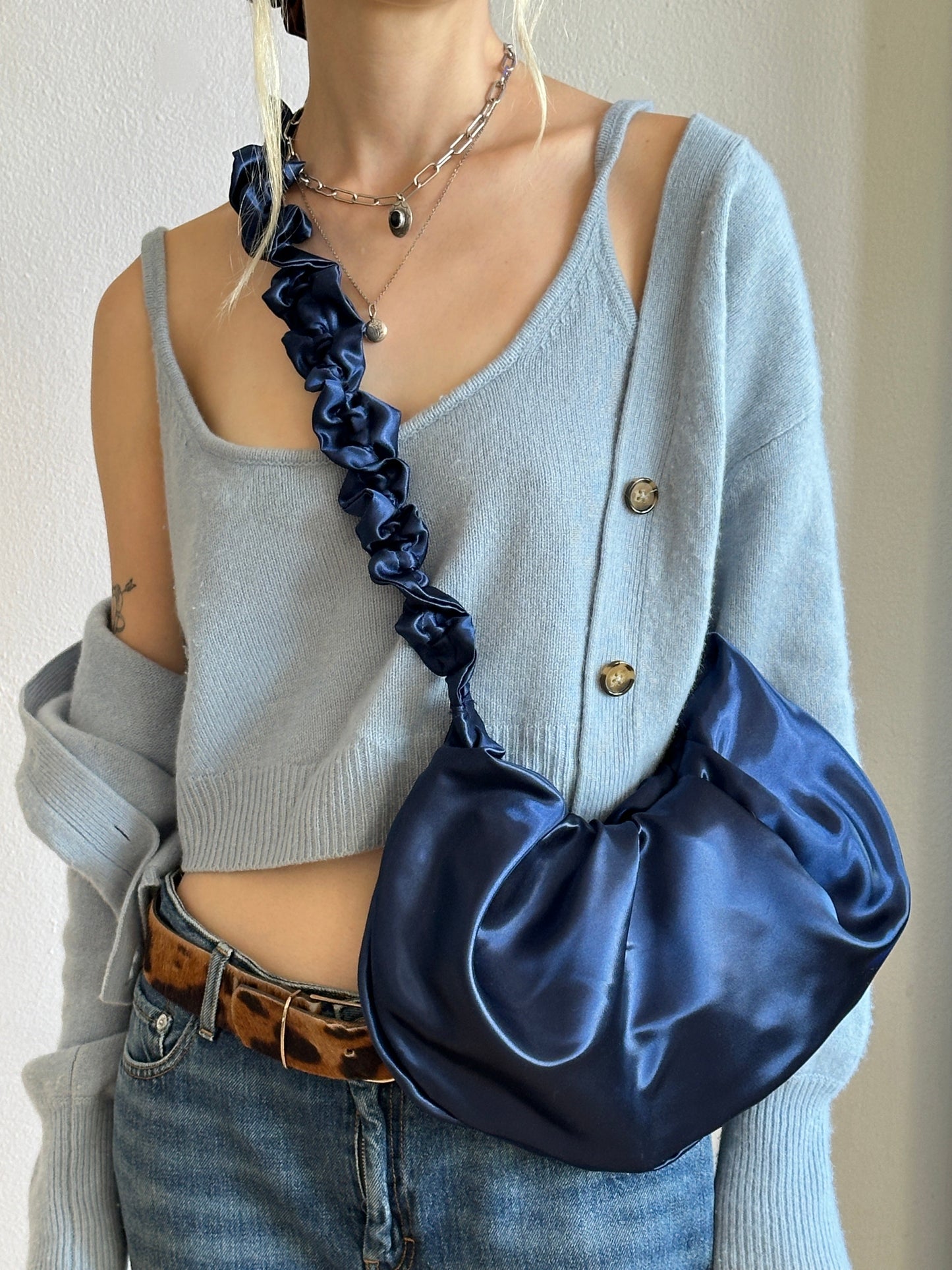 Satin Ruffle xbody Bag