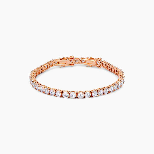 17.6 Ct Rosegold Tennis Bracelet with Shimmering Round CZ