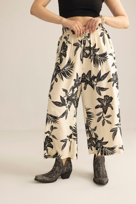 Zen Garden Women's Pants in White & Black