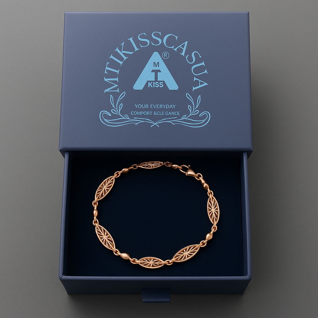 Elegant Rose Gold Filigree Bracelet - Hypoallergenic Stainless Steel Marquise Link Design