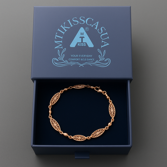 Elegant Rose Gold Filigree Bracelet - Hypoallergenic Stainless Steel Marquise Link Design