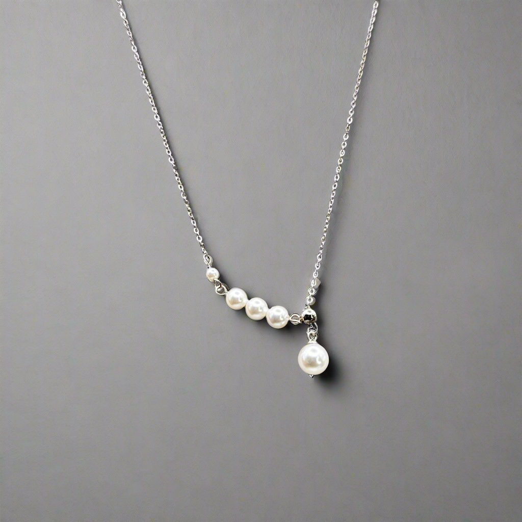 Elegant 925 Sterling Silver Pearl Chain Necklace - Delicate Pearl Jewelry