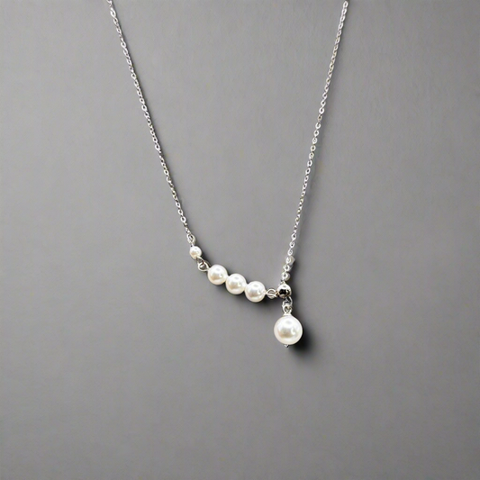 Elegant 925 Sterling Silver Pearl Chain Necklace - Delicate Pearl Jewelry