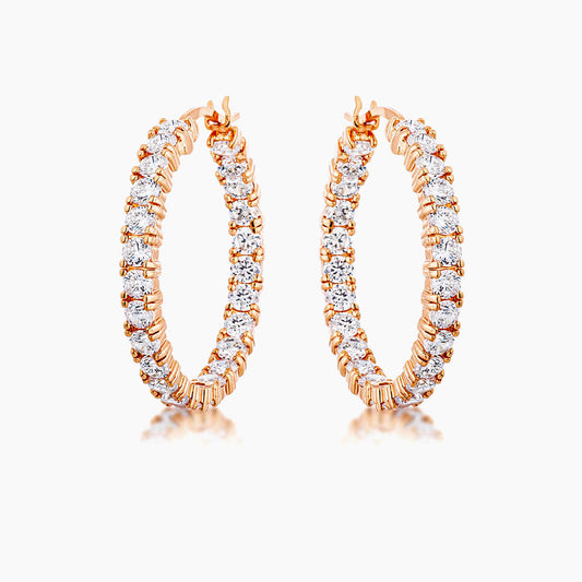 Rose Gold Plated CZ Hoop Earrings