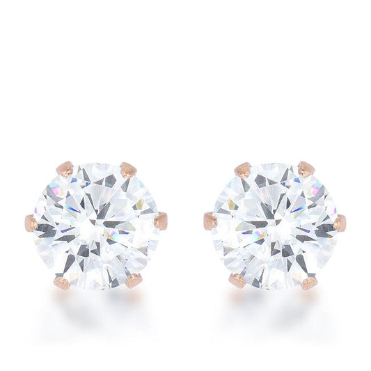 Reign 3.4ct CZ Rose Gold Stainless Steel Stud Earrings