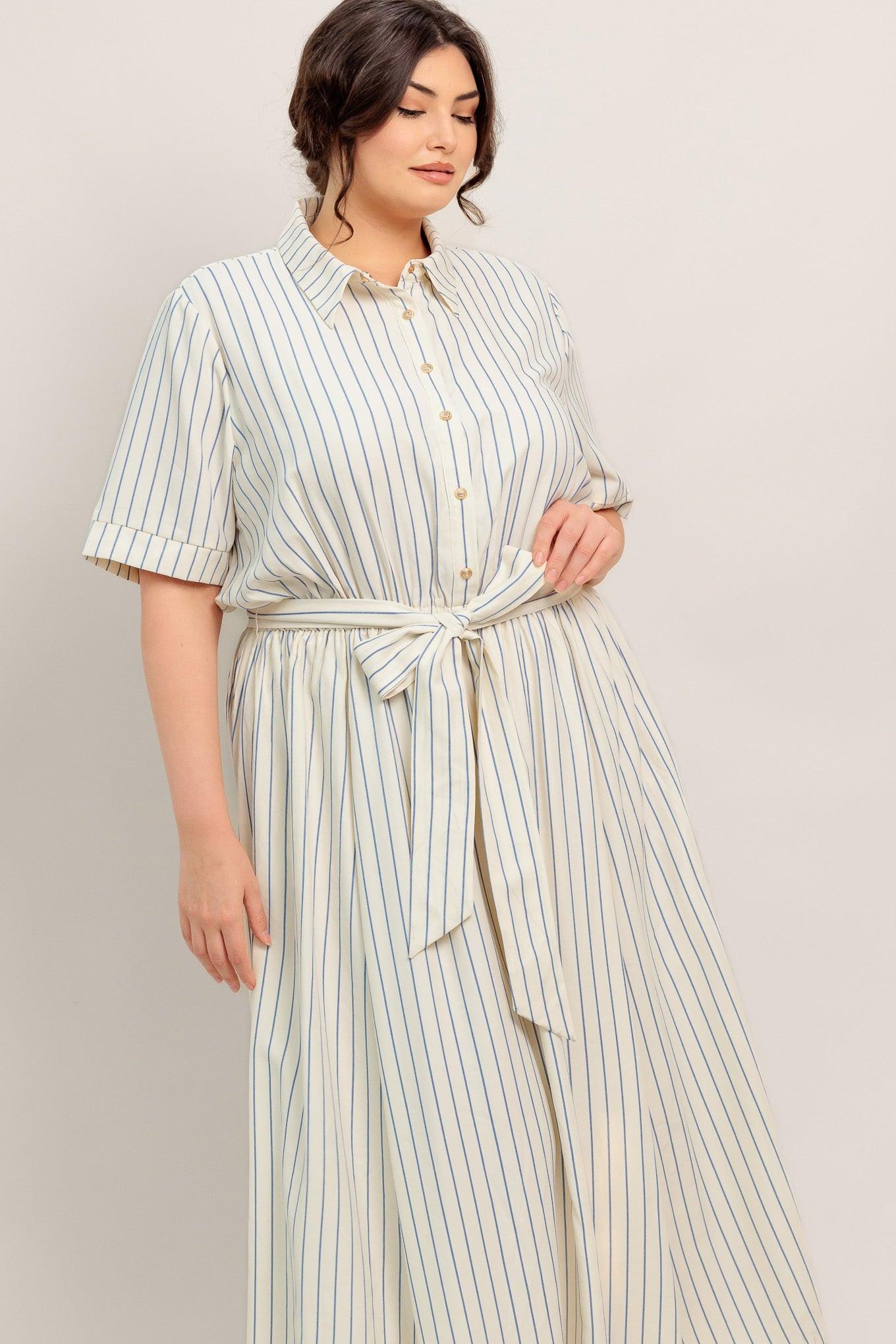 SUNDAY STRIPE WOVEN MIDI DRESS
