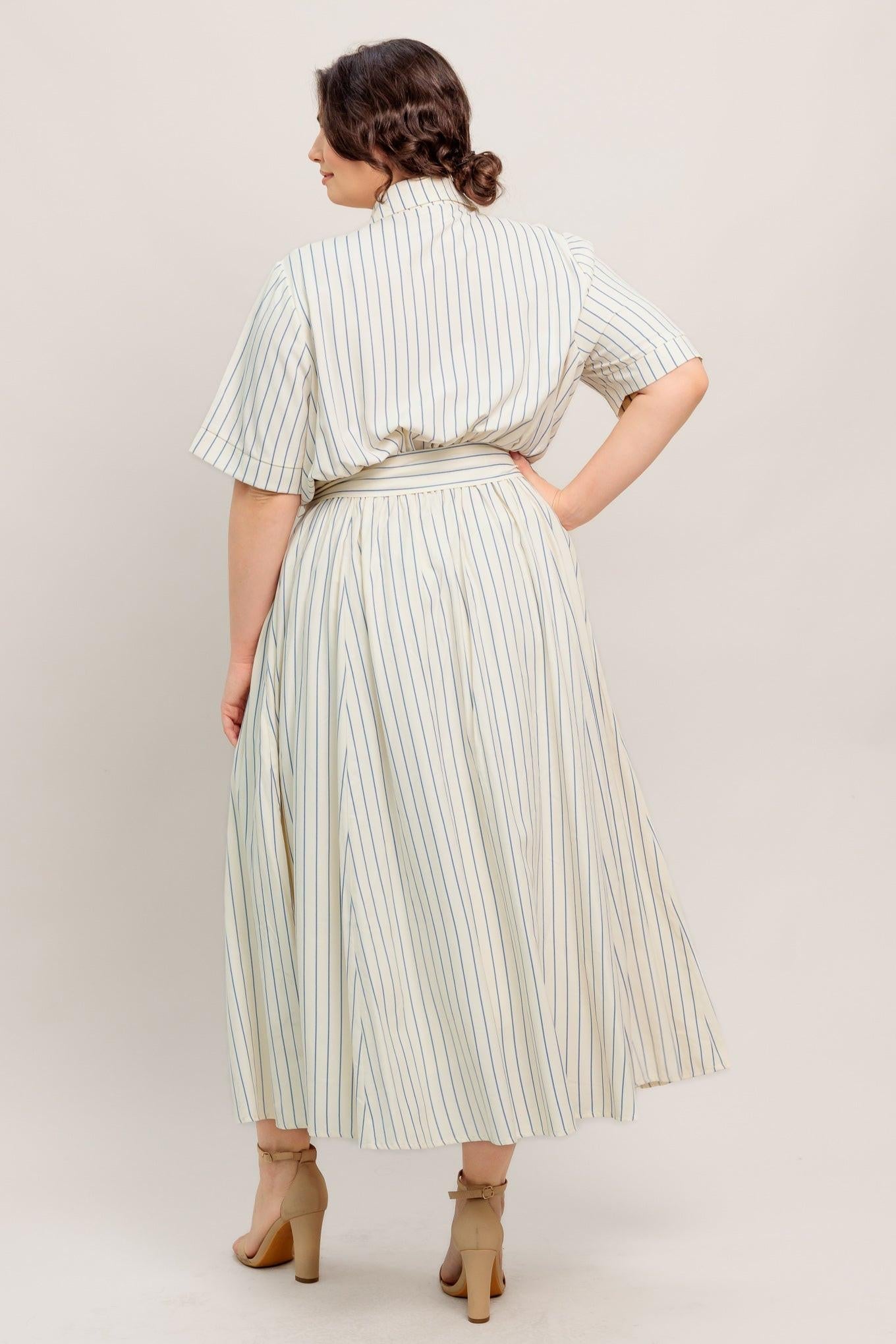 SUNDAY STRIPE WOVEN MIDI DRESS