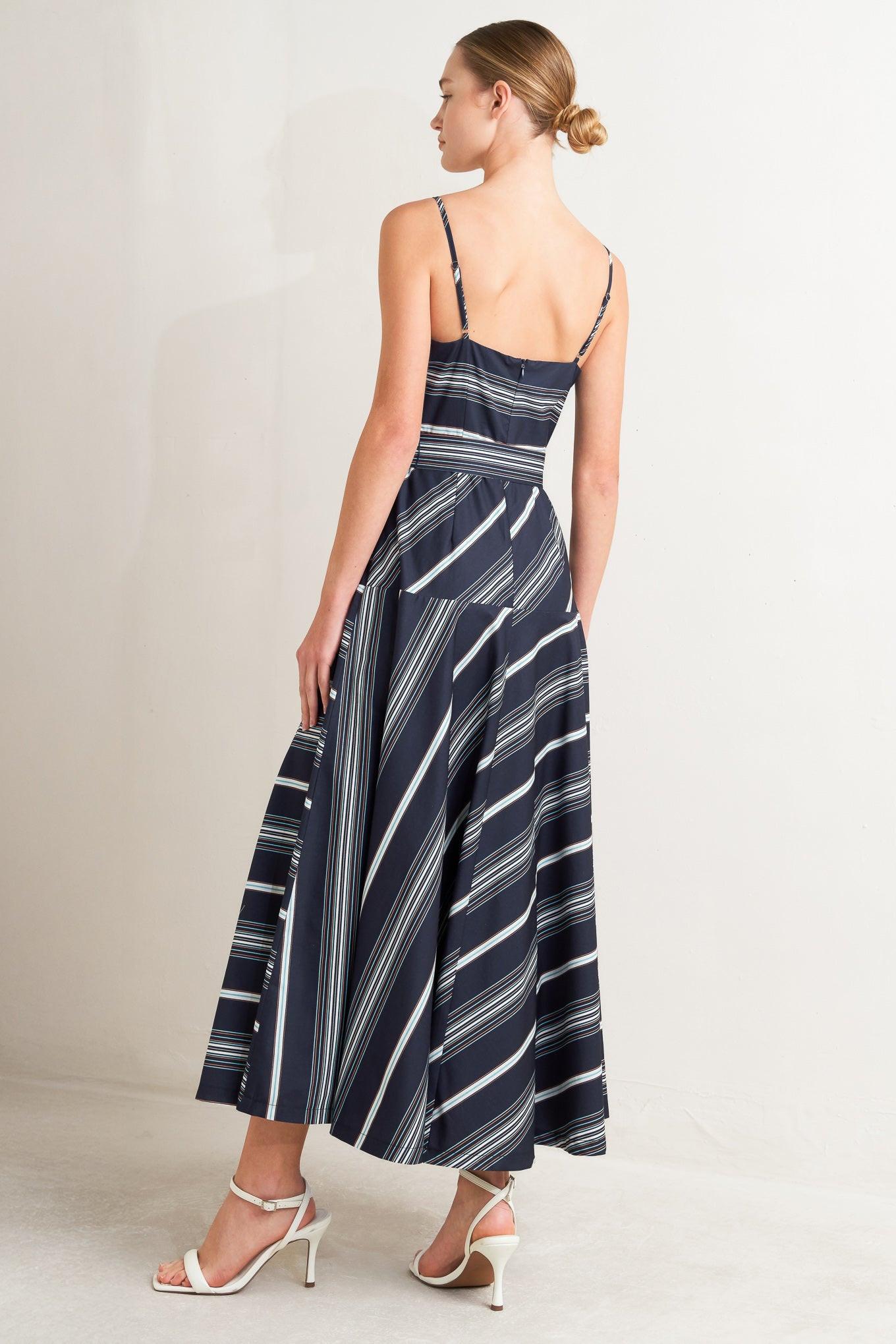 SWEET ESCAPE STRIPE WOVEN MIDI DRESS