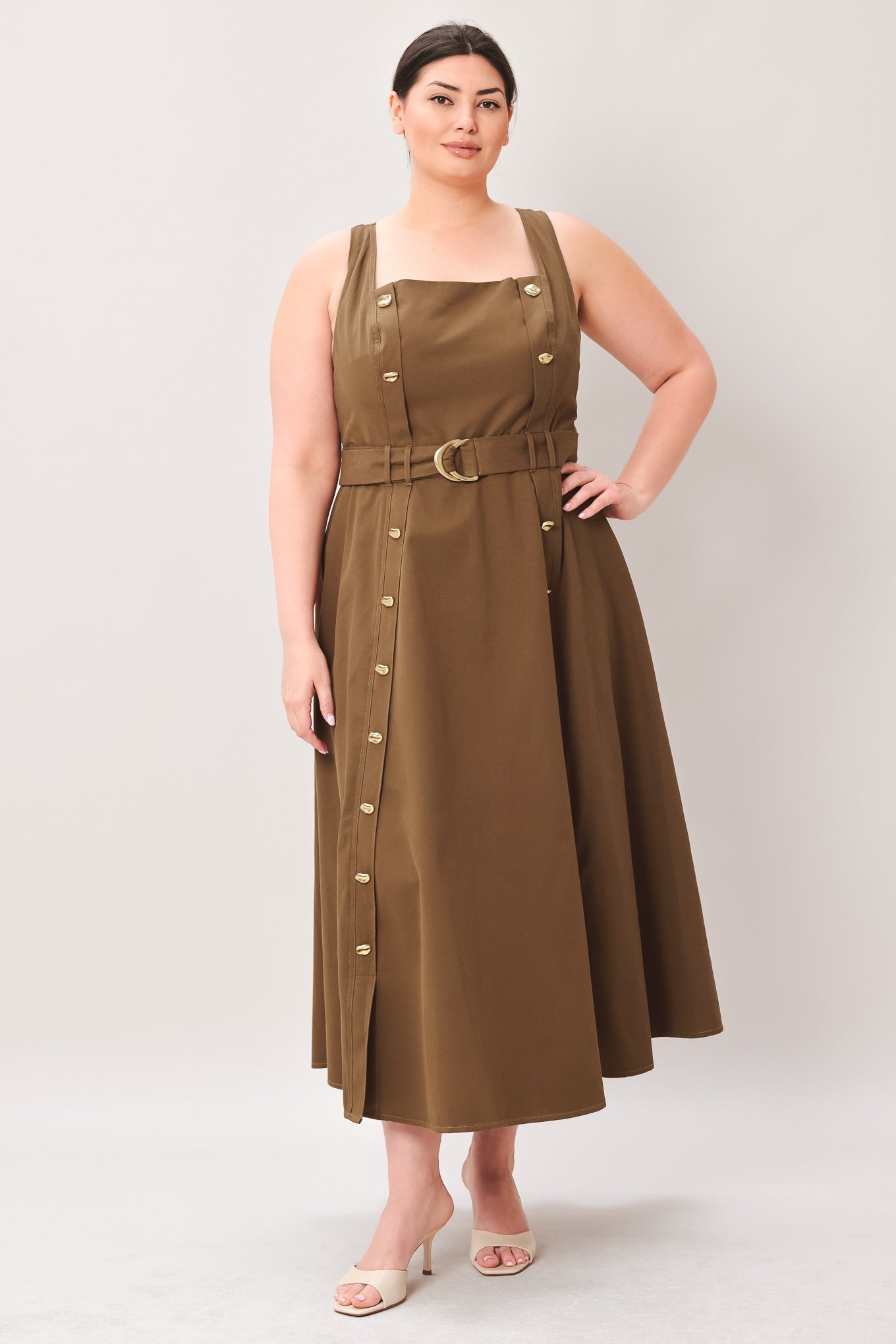 SWEET SIENNA WOVEN MIDI DRESS