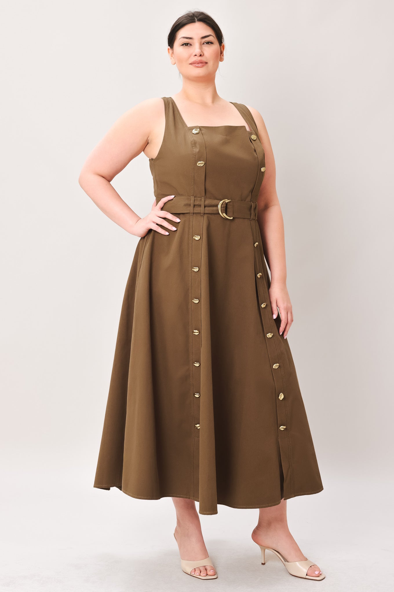 SWEET SIENNA WOVEN MIDI DRESS