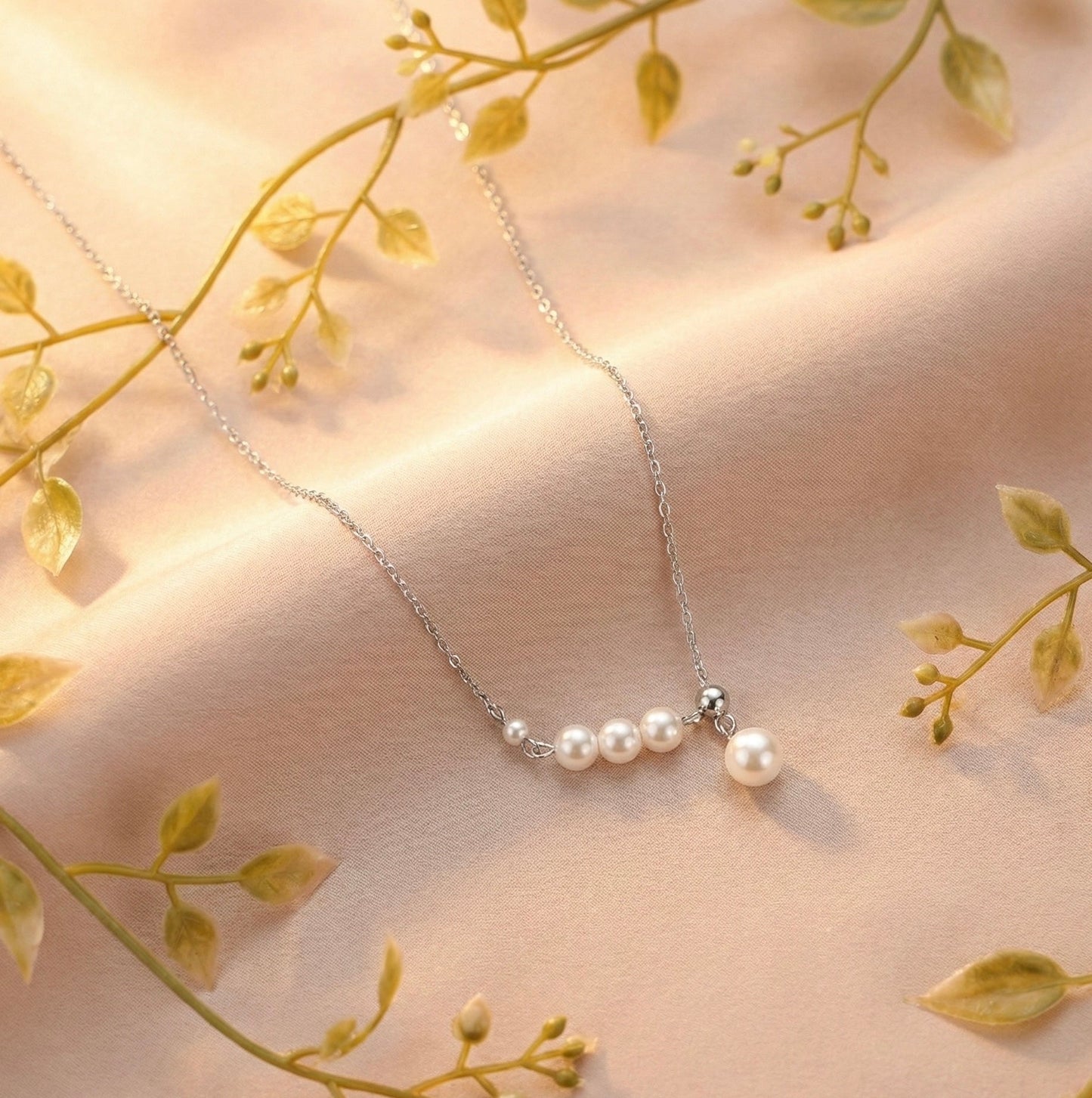 Elegant 925 Sterling Silver Pearl Chain Necklace - Delicate Pearl Jewelry