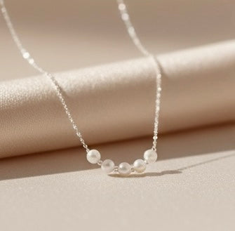925 Sterling Silver Pearl Chain Necklace - Delicate Pearl Jewelry