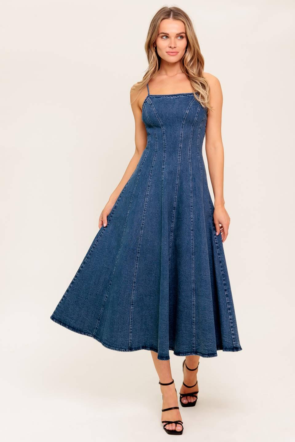 VANILLA COVE DENIM MIDI DRESS