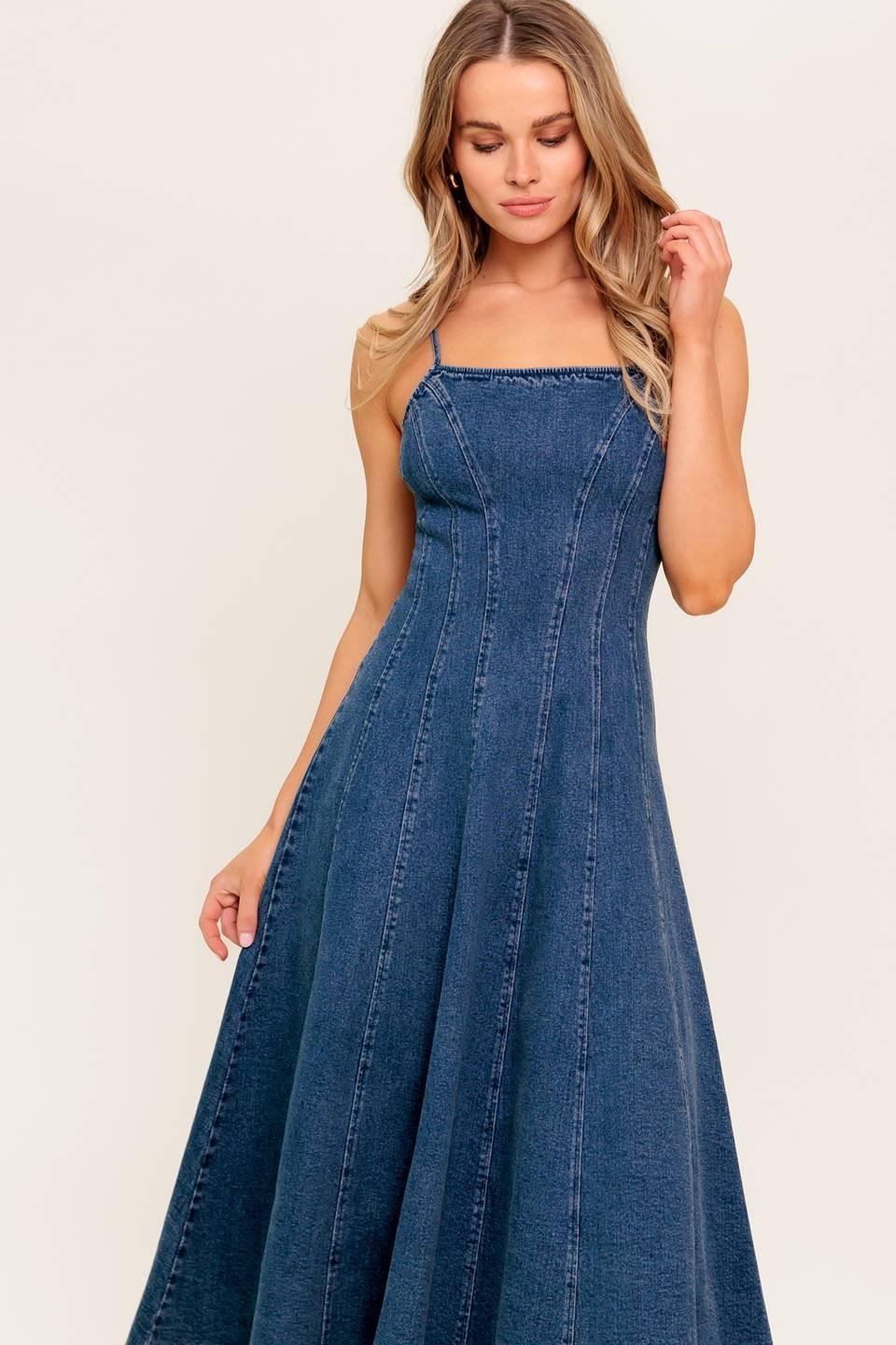 VANILLA COVE DENIM MIDI DRESS