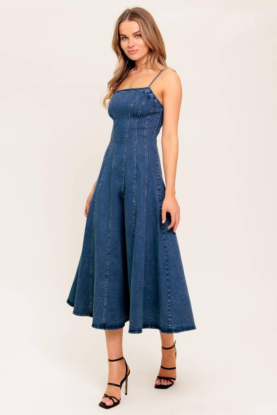 VANILLA COVE DENIM MIDI DRESS