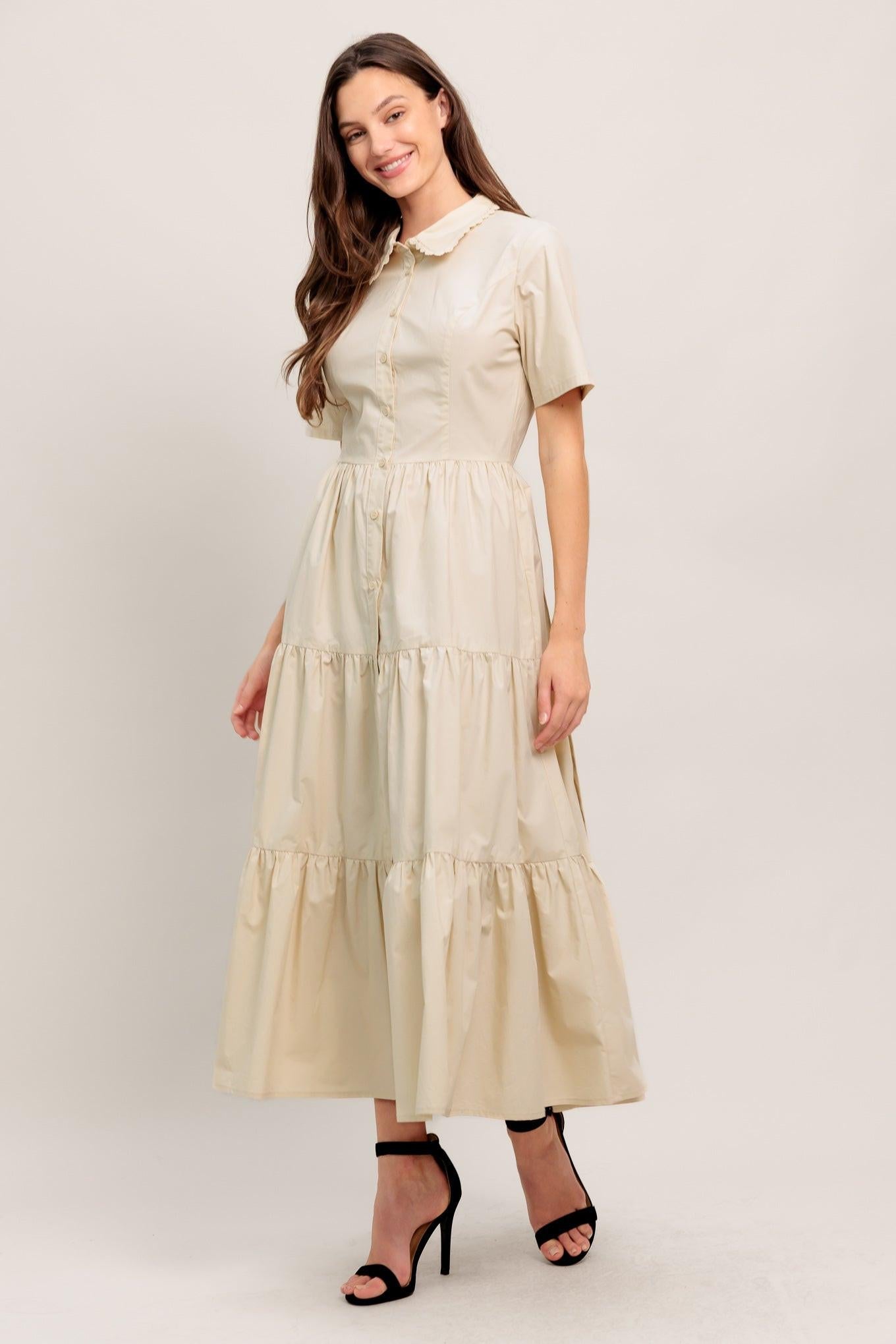 WORTH THE WAIT WOVEN MIDI DRESS