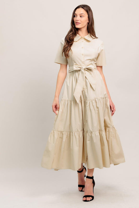 WORTH THE WAIT WOVEN MIDI DRESS