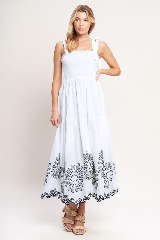 WHISPERS OF SUMMER WOVEN MIDI DRESS