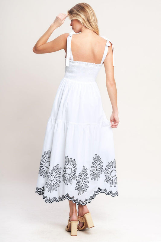 WHISPERS OF SUMMER WOVEN MIDI DRESS