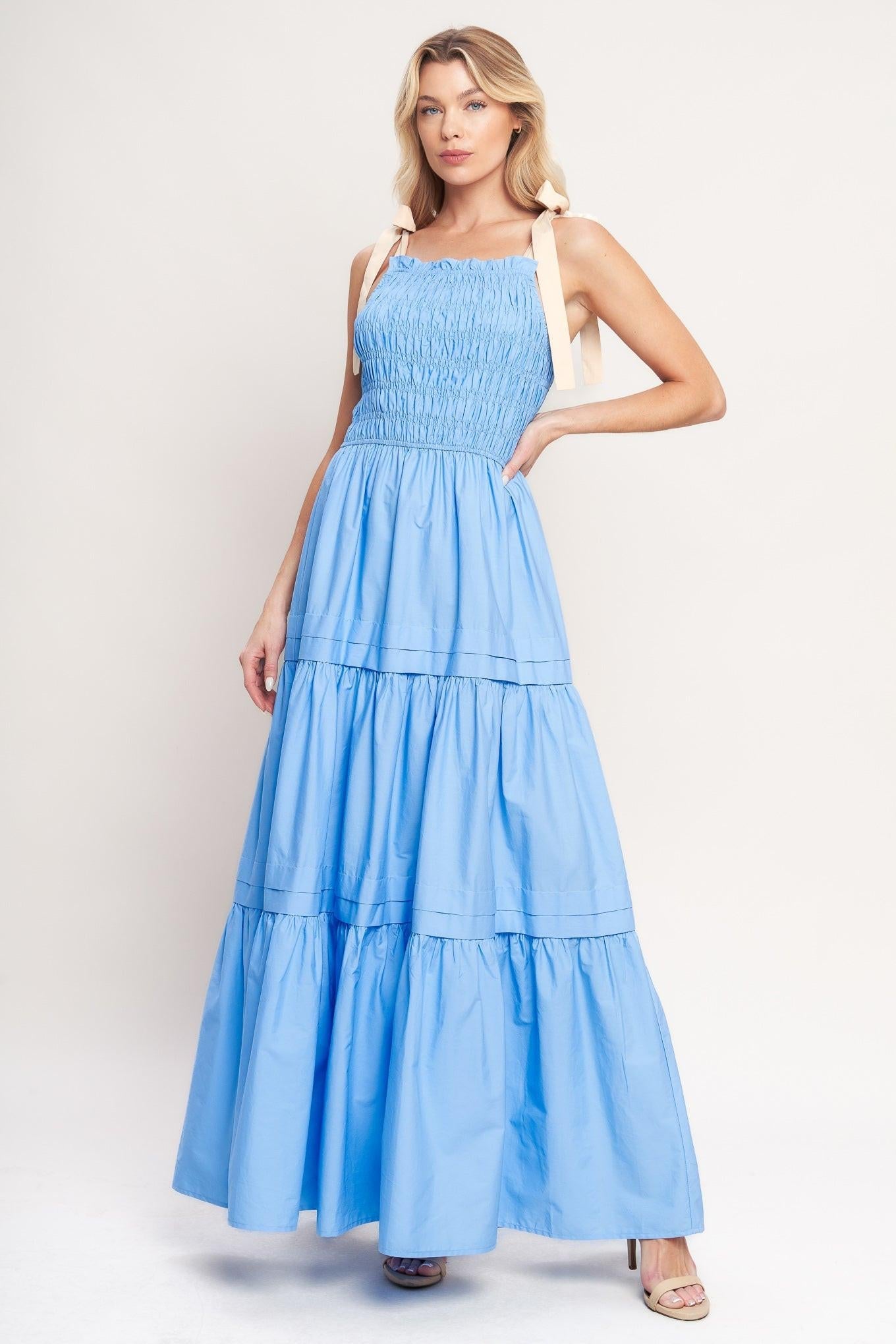 SWEET SERENITY TIERED WOVEN MAXI DRESS