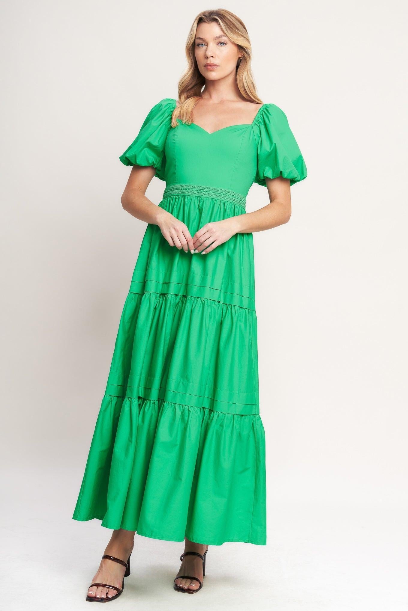 SWEET VERDANT WOVEN MAXI DRESS