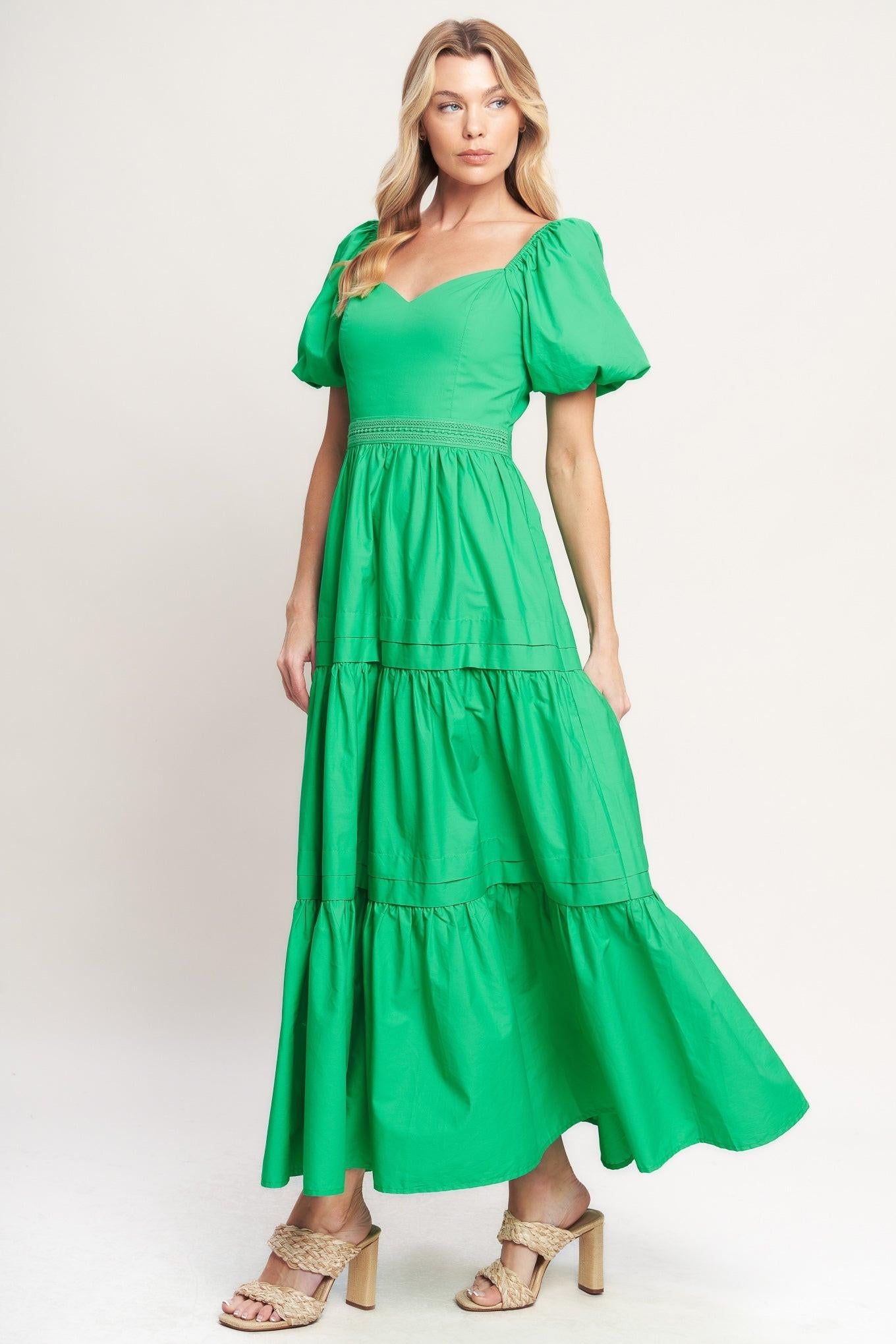 SWEET VERDANT WOVEN MAXI DRESS