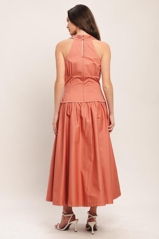 SUNSET MUSE WOVEN MIDI DRESS