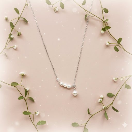 Elegant 925 Sterling Silver Pearl Chain Necklace - Delicate Pearl Jewelry