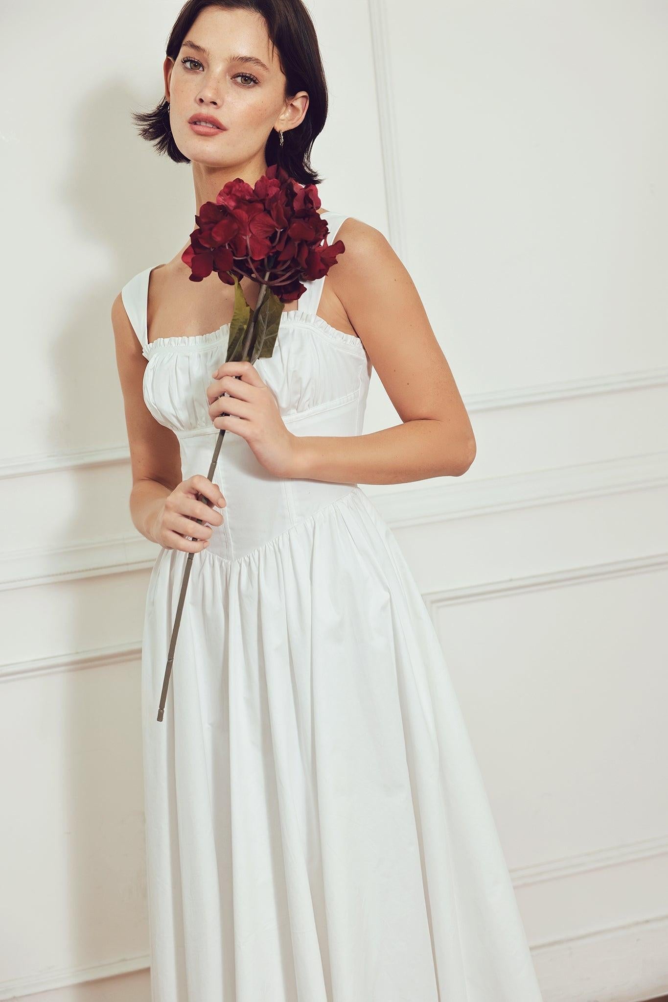 SWEETHEART SERENADE WOVEN MIDI DRESS