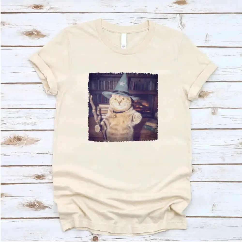 Wizard Cat Halloween Shirt – Funny Cat Meme Graphic Tee