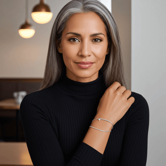 Dainty Dual-Layer 925 Sterling Silver Bracelet – Hypoallergenic Everyday Elegance with Pavé & CZ Charm
