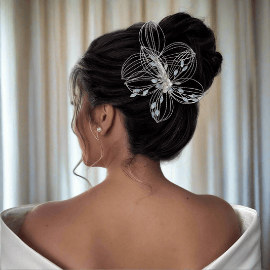 Elegant Antique Crystal & Pearl Floral Hair Pin – Bridal Hair Comb & Antique Floral Hair Pin