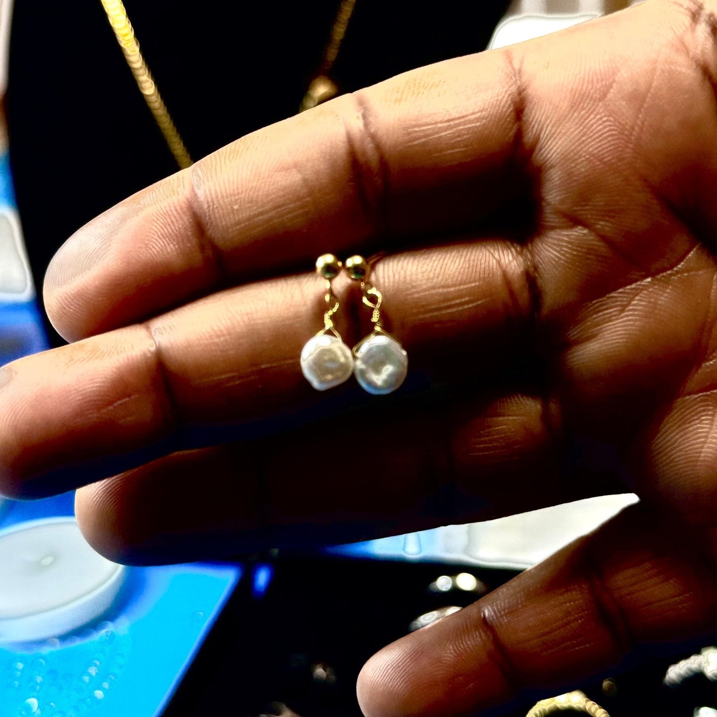 Elegant Gold-Plated Freshwater Pearl Drop Stud – Minimalist Luxury Jewelry for Sensitive Skin