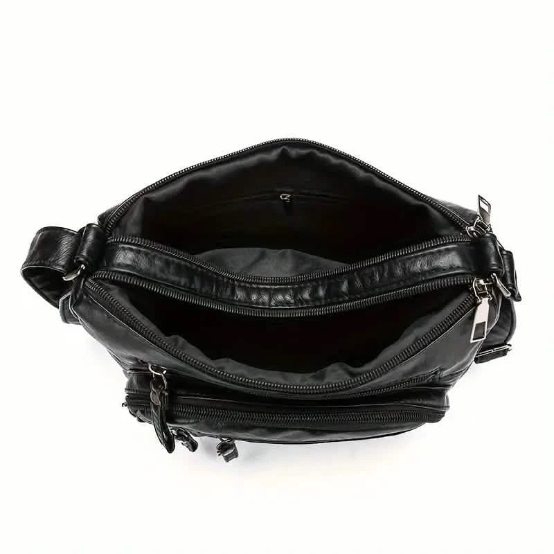 Women's Multi Pocket Soft Vegan Leather Shoulder Bag