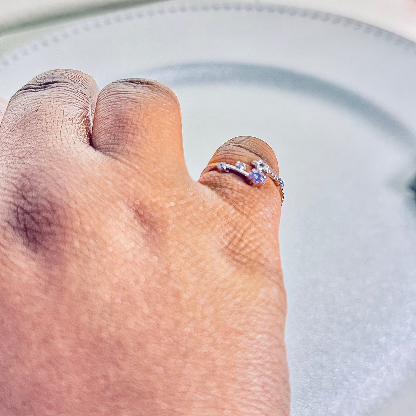 Hypoallergenic 925 Sterling Silver Open Star Zircon Ring - Adjustable Celestial Jewelry
