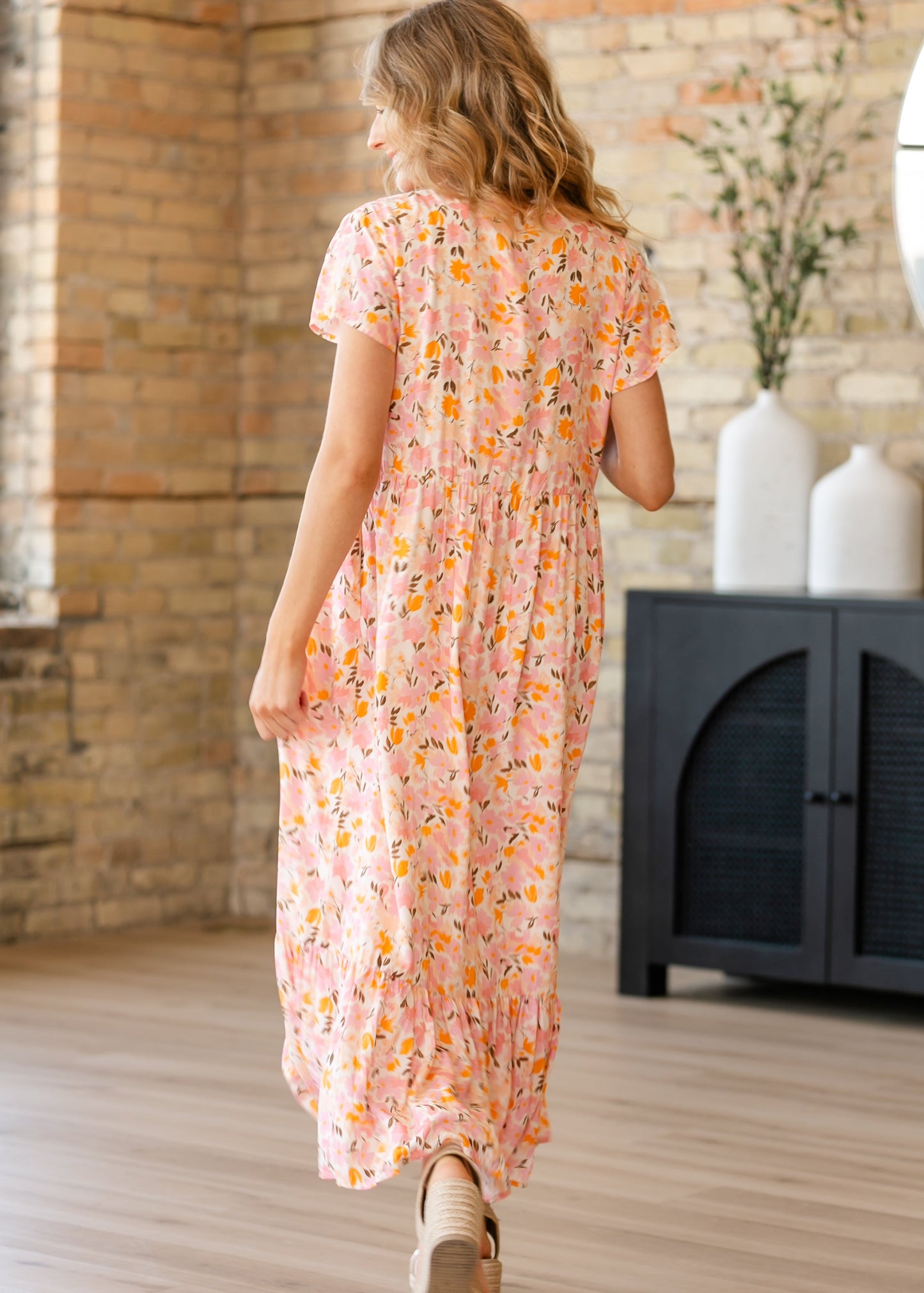Jaydrien Floral Flutter Sleeve Midi Dress