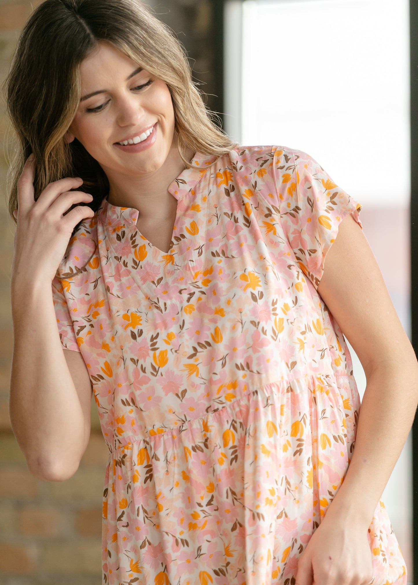 Jaydrien Floral Flutter Sleeve Midi Dress