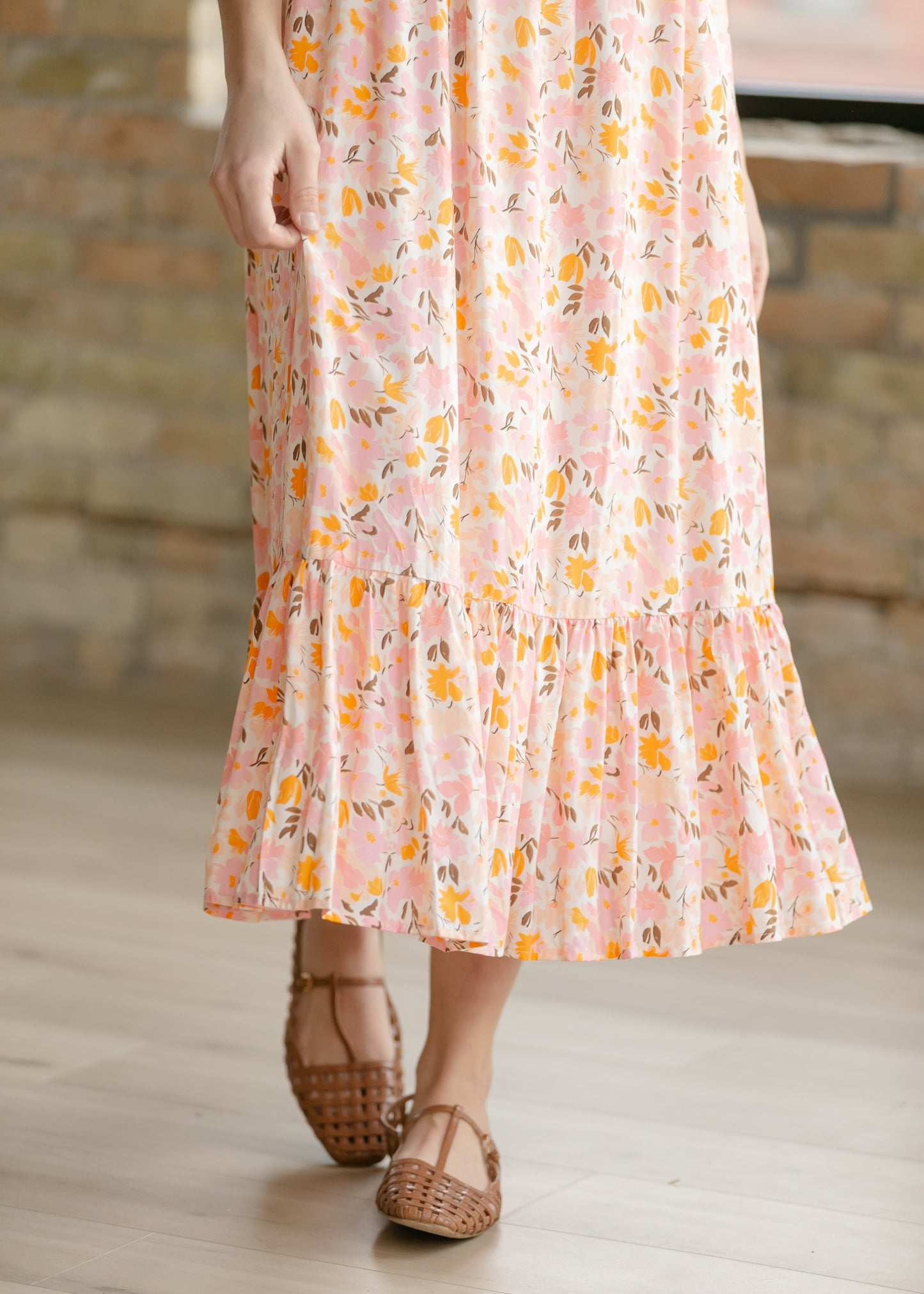 Jaydrien Floral Flutter Sleeve Midi Dress
