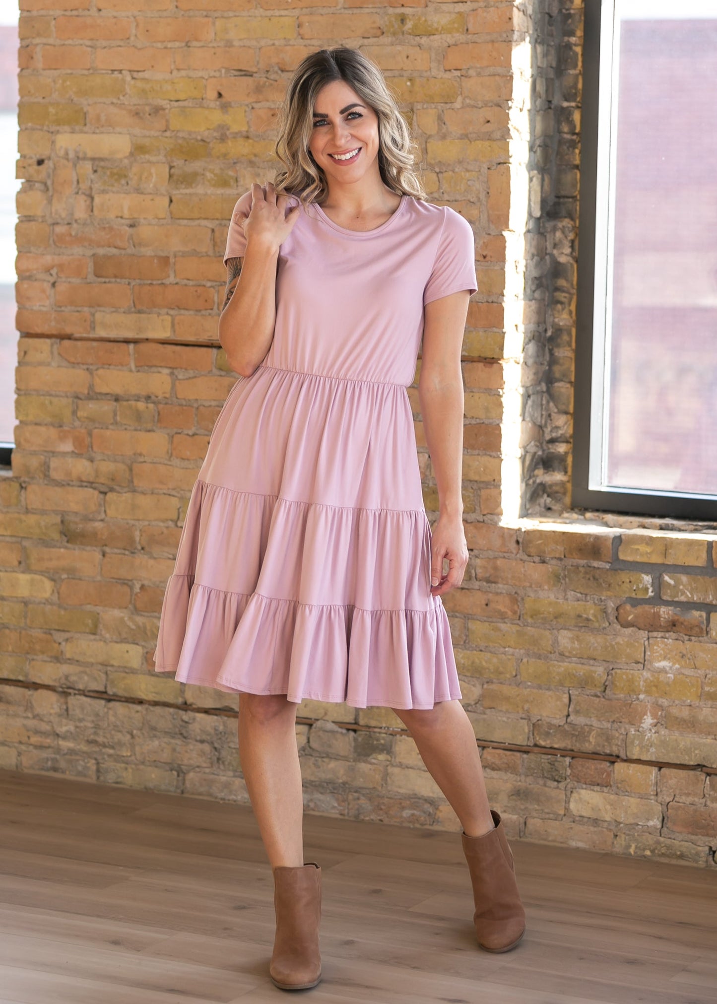 Jenna Knit Short Sleeve Tiered Midi Dress - FINAL SALE