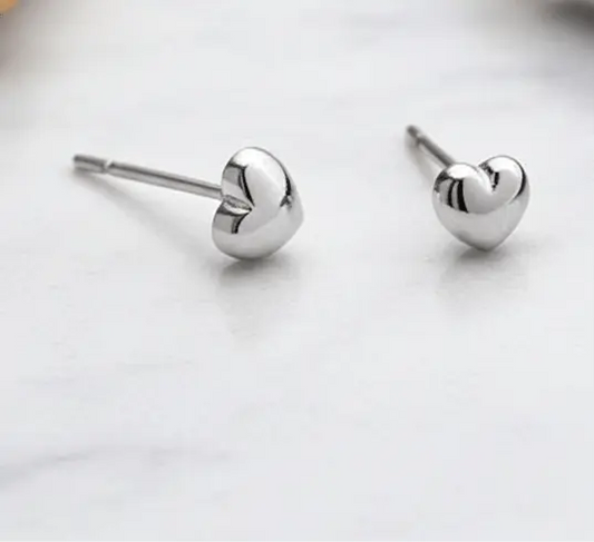 Chubby Heart Stud Earrings - Premium S925 Sterling Silver Hypoallergenic Love Earrings