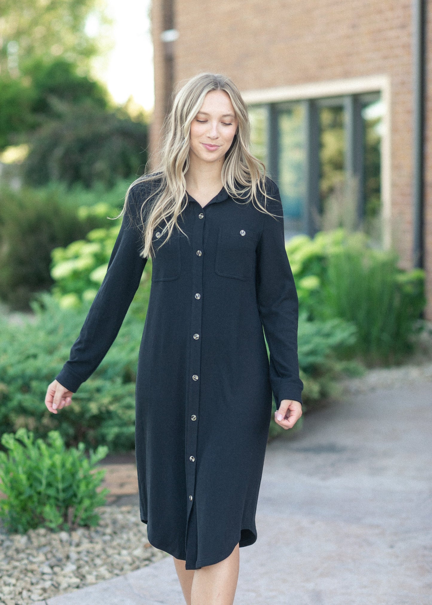 Teagan Black Ultra Soft Shirt Dress - FINAL SALE
